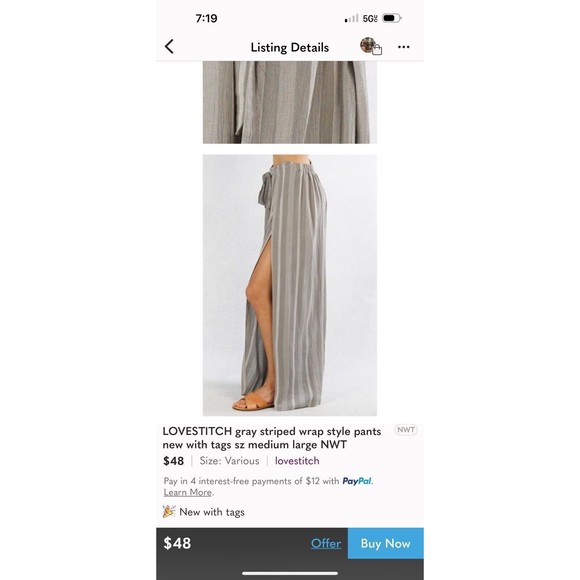 NWOT Lovestitch Women’s Wide Wrap Style Pants Tan Brown Small Rayon - Picture 14 of 14